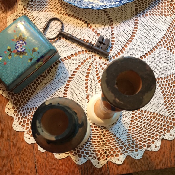 Vintage Kokeshi Wooden Candle Holders Pair Japan - Picture 7 of 8